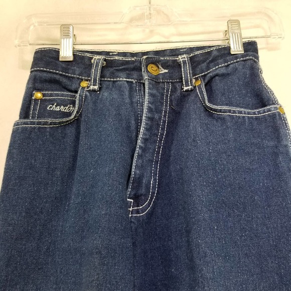 Vintage Chardon Paris Jeans High Waist Size 5 Tiny Waist Dark Denim - Picture 2 of 10